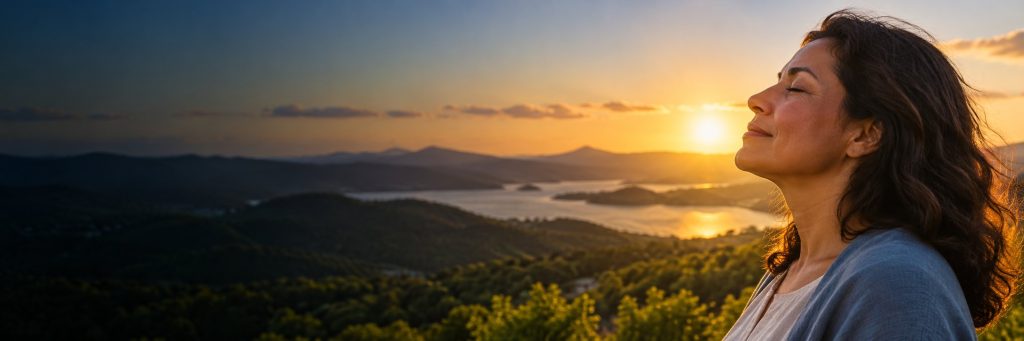 Paisagem tranquila ao entardecer